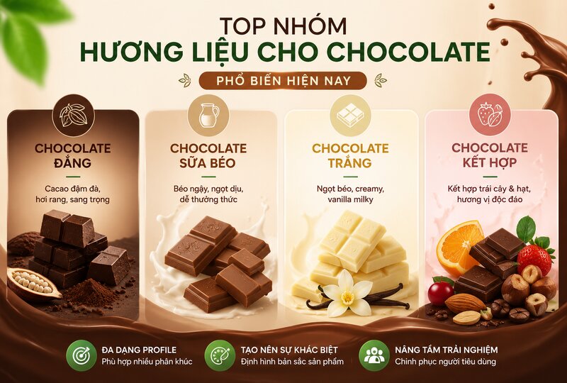 Top các nhóm hương liệu cho chocolate phổ biến hiện nay Top các nhóm hương liệu cho chocolate phổ biến hiện nay
