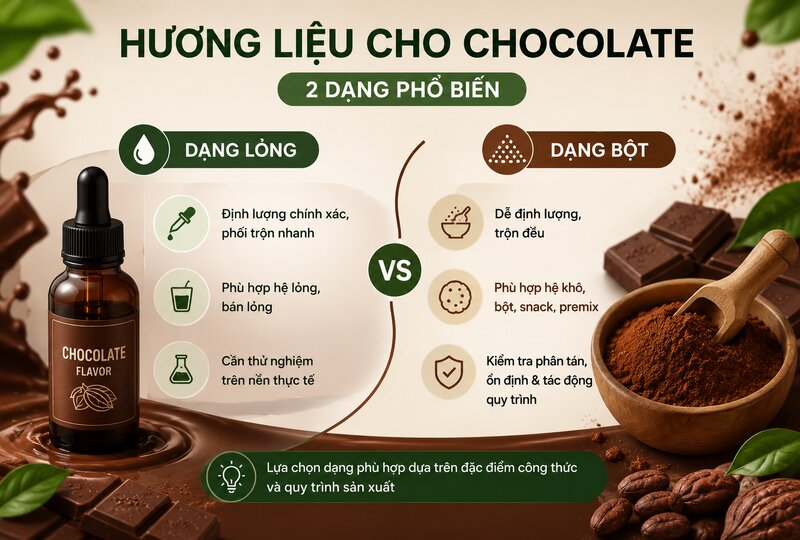 Hương liệu cho chocolate gồm những dạng nào? Hương liệu cho chocolate gồm những dạng nào?