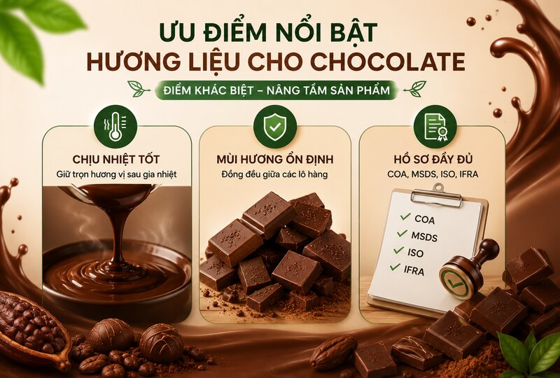 Ưu điểm nổi bật của hương liệu cho chocolate tại Siêu Thị Hương Liệu Ưu điểm nổi bật của hương liệu cho chocolate tại Siêu Thị Hương Liệu