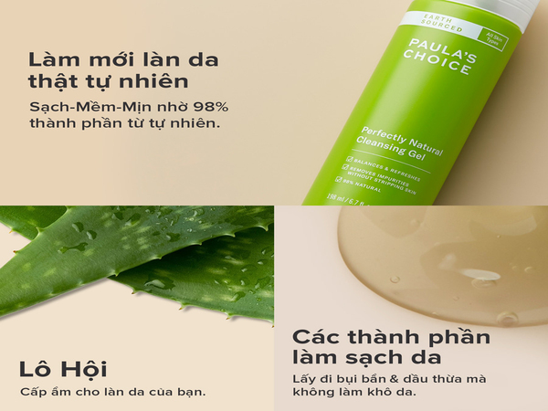 Sữa rửa mặt Earth Sourced Perfectly Natural Cleansing Gel của Paula’s Choice