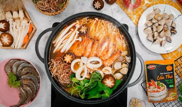 Thành phẩm cho cách nấu lẩu thái bằng gói gia vị