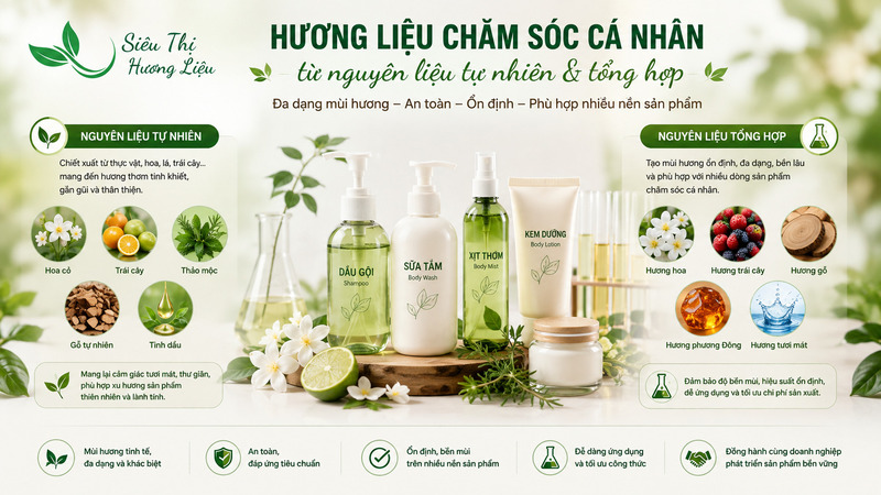 Hương liệu chăm sóc cá nhân từ nguyên liệu tự nhiên và tổng hợp