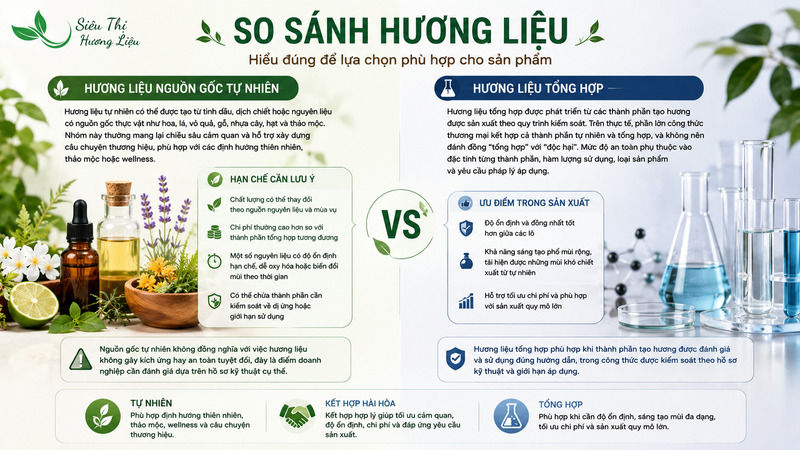 So sánh hương liệu tự nhiên và hương liệu tổng hợp
