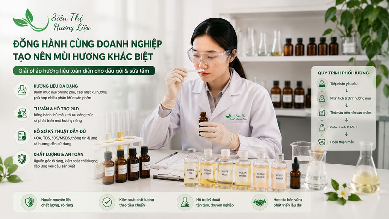 Quy trình thử mẫu và tư vấn R&D hương liệu chăm sóc cá nhân