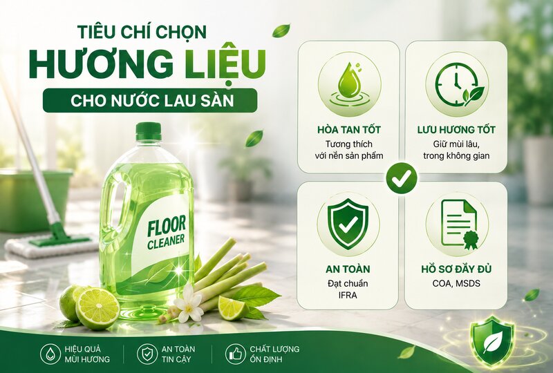 Tiêu chí chọn hương liệu cho nước lau sàn chất lượng Tiêu chí chọn hương liệu cho nước lau sàn chất lượng