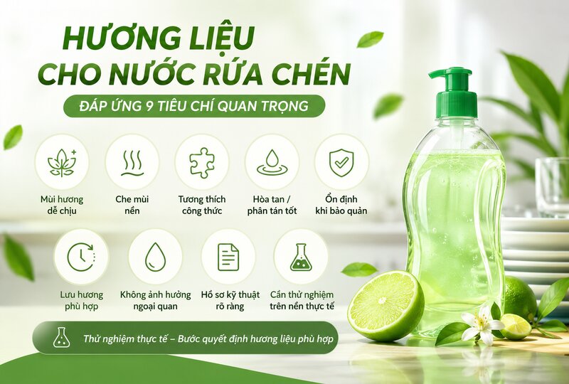 Yêu cầu đối với hương liệu cho nước rửa chén chất lượng Yêu cầu đối với hương liệu cho nước rửa chén chất lượng
