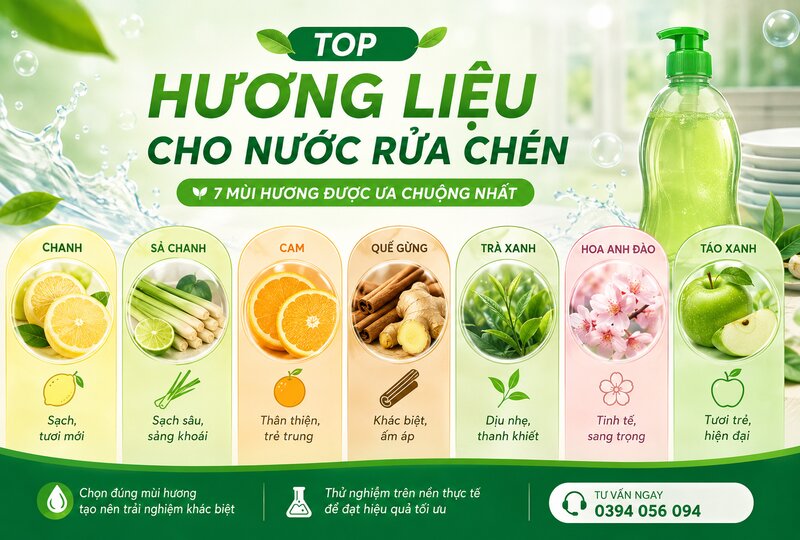 Top các loại hương liệu cho nước rửa chén phổ biến nhất Top các loại hương liệu cho nước rửa chén phổ biến nhất