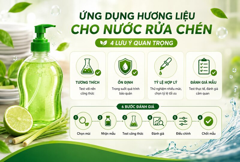 Lưu ý khi ứng dụng hương liệu cho nước rửa chén trong sản xuất Lưu ý khi ứng dụng hương liệu cho nước rửa chén trong sản xuất