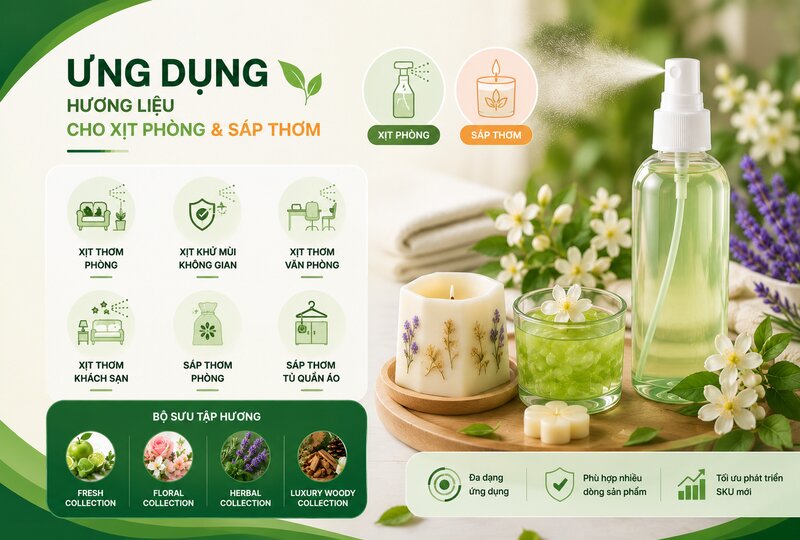 Ứng dụng hương liệu cho sáp thơm và xịt phòng trong sản xuất Ứng dụng hương liệu cho sáp thơm và xịt phòng trong sản xuất