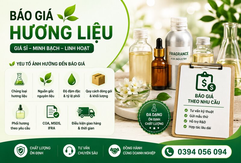 Báo giá nguyên liệu tạo mùi công nghiệp giá sỉ