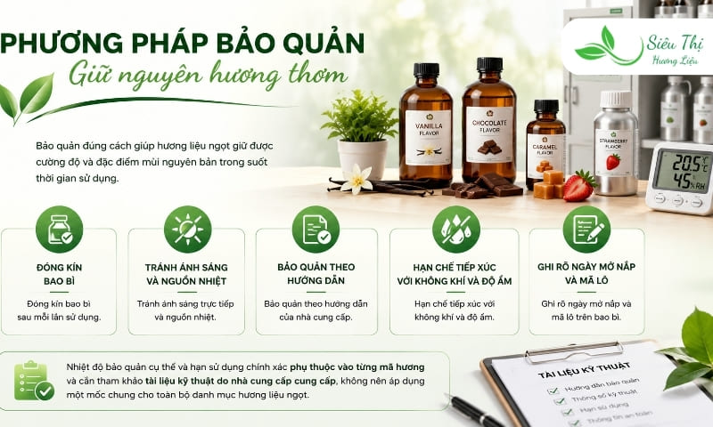 Bảo quản đúng cách giúp hương liệu ngọt giữ được hương thơm lâu dài