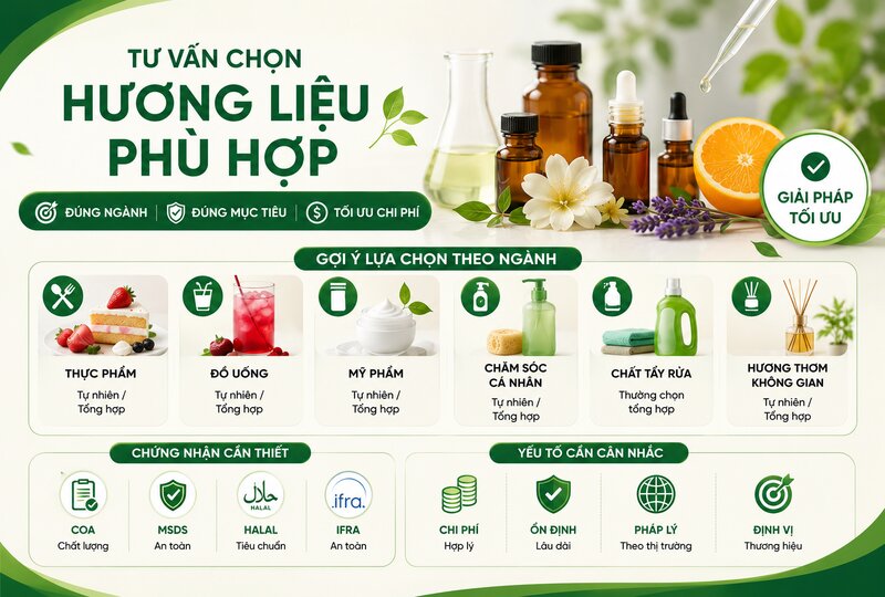 Tư vấn lựa chọn hương liệu phù hợp cho từng ngành hàng Tư vấn lựa chọn hương liệu phù hợp cho từng ngành hàng