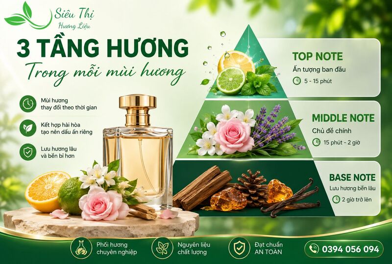 Khám phá 3 tầng hương cơ bản trong chế tạo hương liệu Khám phá 3 tầng hương cơ bản trong chế tạo hương liệu