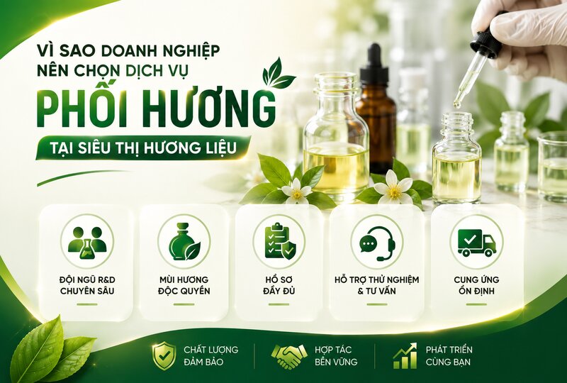 Vì sao doanh nghiệp nên chọn dịch vụ phối hương tại Siêu Thị Hương Liệu? Vì sao doanh nghiệp nên chọn dịch vụ phối hương tại Siêu Thị Hương Liệu?