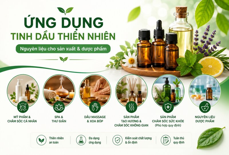 Ứng dụng tinh dầu thiên nhiên làm nguyên liệu dược phẩm và sản xuất Ứng dụng tinh dầu thiên nhiên làm nguyên liệu dược phẩm và sản xuất