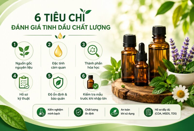 Tiêu chuẩn đánh giá tinh dầu thiên nhiên chất lượng Tiêu chuẩn đánh giá tinh dầu thiên nhiên chất lượng