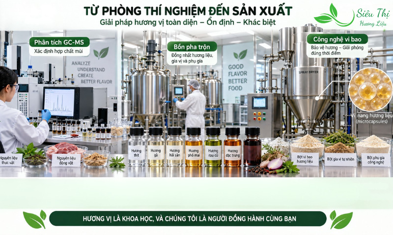 Quy trình sản xuất hương liệu che vị đắng trong phòng lab của Siêu Thị Hương Liệu Giải pháp hương liệu và phụ gia che vị đắng trong sản xuất