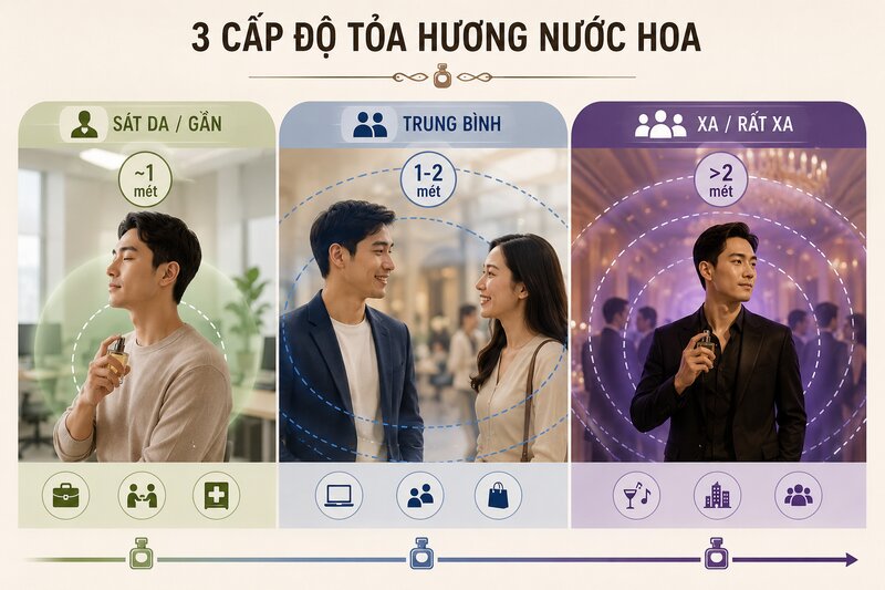 Các cấp độ tỏa hương nước hoa phổ biến hiện nay Các cấp độ tỏa hương nước hoa phổ biến hiện nay