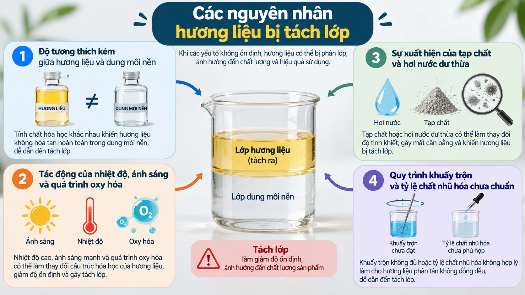 4 nguyên nhân hương liệu bị tách lớp phổ biến 4 nguyên nhân hương liệu bị tách lớp phổ biến