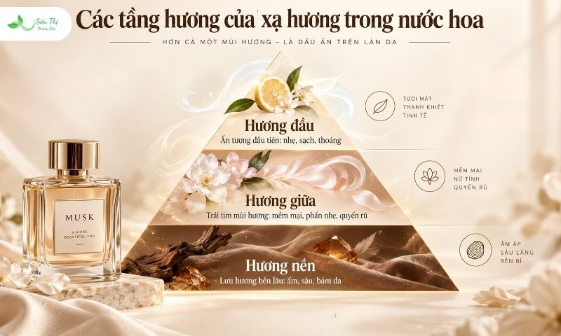 Tầng hương nền của xạ hương trong cấu trúc nước hoa Tầng hương nền của xạ hương trong cấu trúc nước hoa